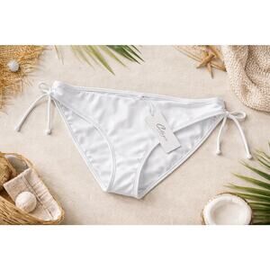 Colloyes Bikini Bottom White XXL Side Tie Swim Bottom NWT Adjustable